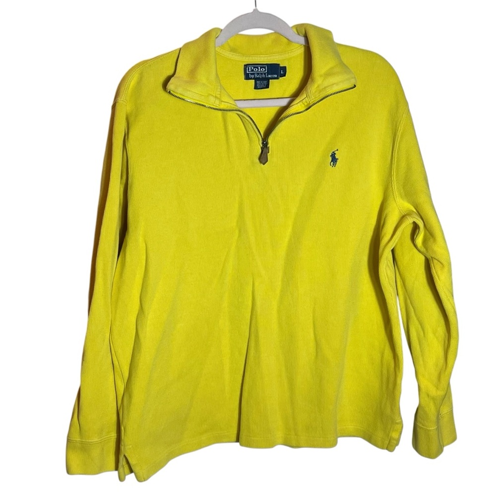 Polo by Ralph Lauren Estate-Rib Quarter- Zip Pullover, Yellow, Large